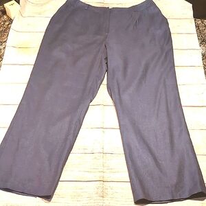 Talbots Woman Blue Linen Blend Lined Size 16W Trouser Pants NWT